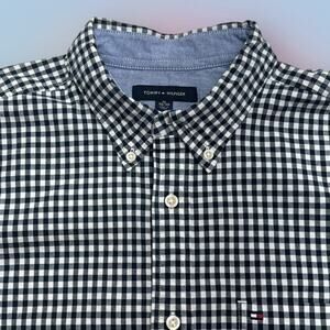 TOMMY HILFIGER Men’s XL Blue White Checkered Dress Shirt